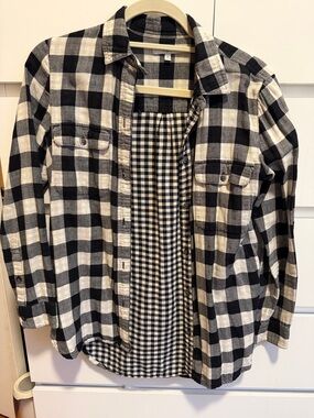 Madewell Black and White Plaid Button-Down Shirt
